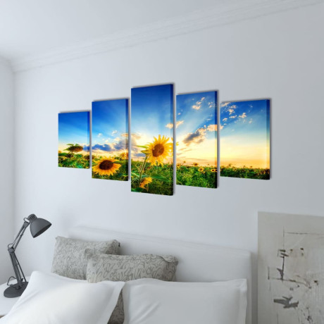 vidaXL Canvas muurdruk print zonnebloem 200 x 100 cm afbeelding2 - 1