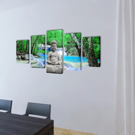 vidaXL Canvas muurdruk set buddha 200 x 100 cm afbeelding2 - 1