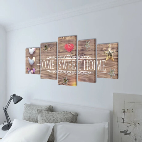vidaXL Canvas muurdruk print set home sweet home 100 x 50 cm afbeelding2 - 1