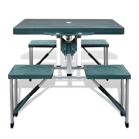 vidaXL Campingtafel met vier stoelen extra licht aluminium inklapbaar (groen) afbeelding2 - 1