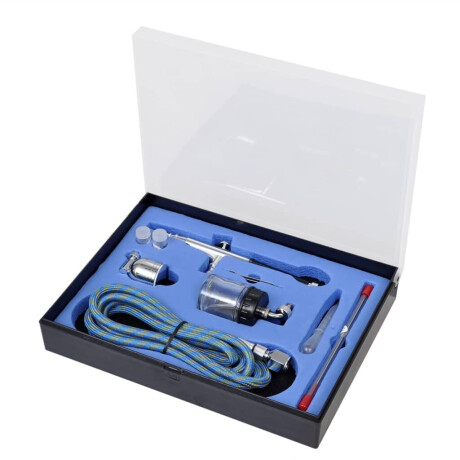 vidaXL Airbrush set met glazen beker 0,2 / 0,3 / 0,5 mm mondstukken afbeelding2 - 1
