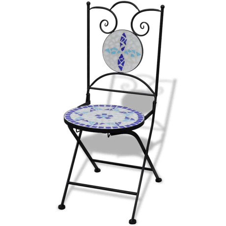 vidaXL Bistrostoelen inklapbaar 2 st keramiek blauw en wit afbeelding2 - 1