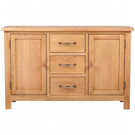 vidaXL Dressoir met 3 lades 110x33,5x70 cm massief eikenhout afbeelding2 - 1