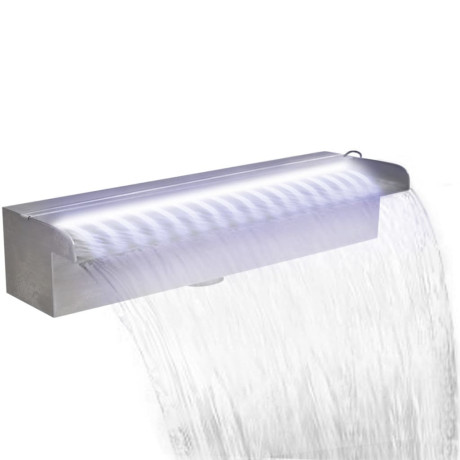 vidaXL Zwembadwaterval met LED's rechthoekig 45 cm roestvrij staal afbeelding2 - 1