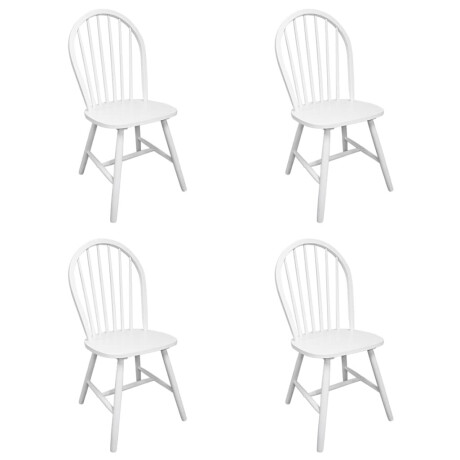 vidaXL Eetkamerstoelen 4 st massief rubberwood wit afbeelding2 - 1