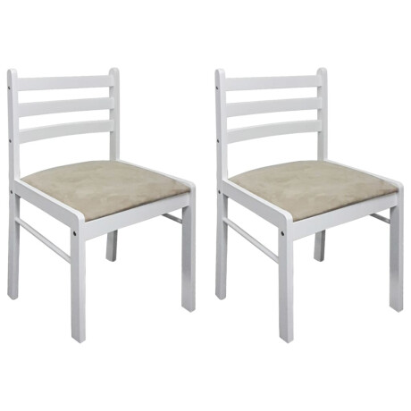 vidaXL Eetkamerstoelen 2 st massief rubberwood en fluweel wit afbeelding2 - 1
