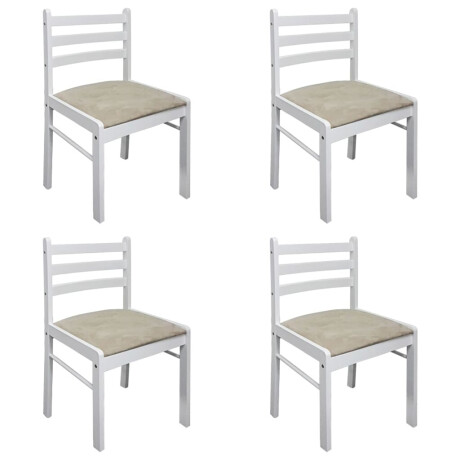 vidaXL Eetkamerstoelen 4 st massief rubberwood en fluweel wit afbeelding2 - 1