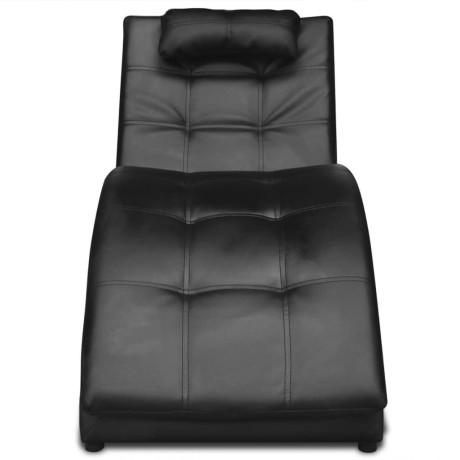 vidaXL Chaise longue met kussen kunstleer zwart afbeelding2 - 1