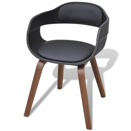 vidaXL Eetkamerstoelen 6 st gebogen hout en kunstleer zwart afbeelding2 - 1