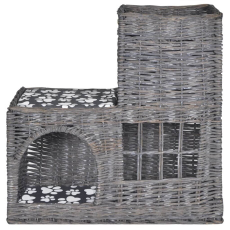 vidaXL Kattenbed/huis/kasteel met kussen wilgen afbeelding2 - 1
