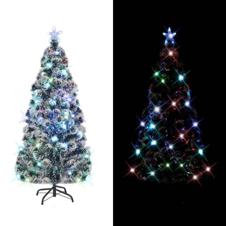 vidaXL Voorverlichte kerstboom met standaard en LED 210 cm glasvezel afbeelding2 - 1