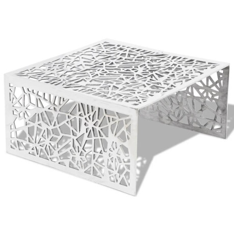 vidaXL Salontafel opengewerkt ontwerp aluminium zilverkleurig afbeelding2 - 1