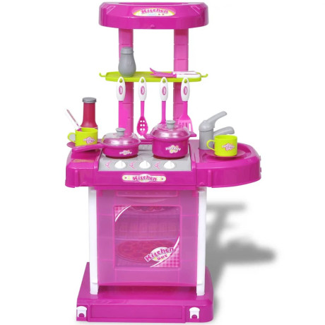 vidaXL Kinderspeelkeuken met licht- en geluidseffecten roze afbeelding2 - 1