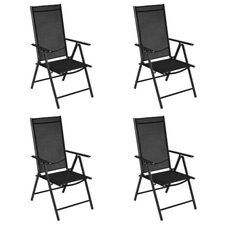 vidaXL Tuinstoelen inklapbaar 4 st aluminium en textileen zwart afbeelding2 - 1
