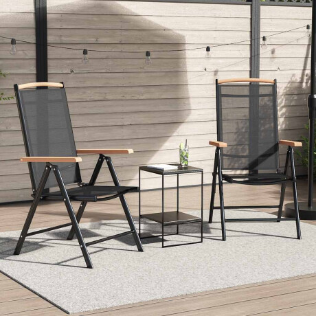 vidaXL Tuinstoelen inklapbaar 2 st aluminium en textileen zwart afbeelding2 - 1