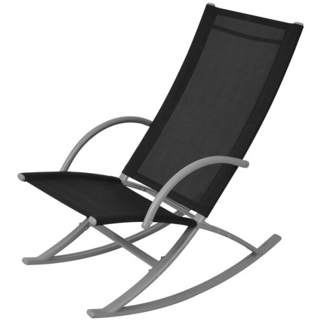 vidaXL Tuinschommelstoelen 2 st staal en textileen zwart afbeelding2 - 1
