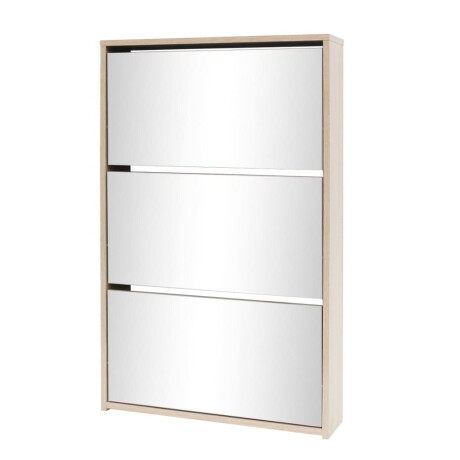 vidaXL Schoenenkast drielaags met spiegel 63x17x102,5 cm eiken afbeelding2 - 1