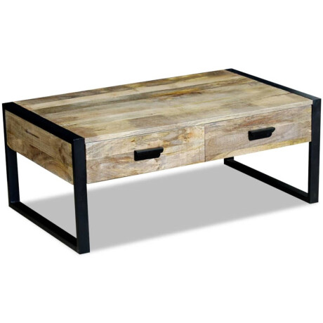 vidaXL Salontafel met 2 lades 100x60x40 cm massief mangohout afbeelding2 - 1