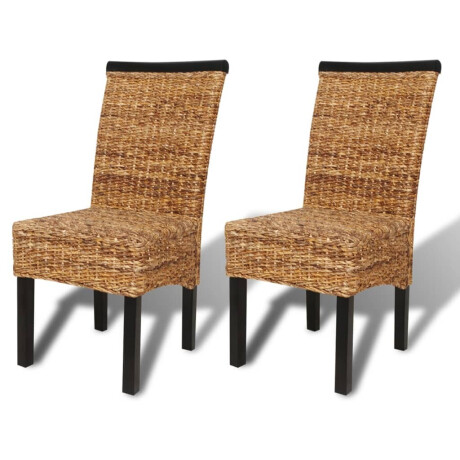 vidaXL Eetkamerstoelen 2 st abaca en massief mangohout afbeelding2 - 1