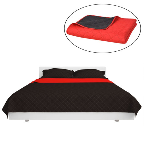 vidaXL 131552 Dubbelzijdig Quilted Bedspread Rood en Zwart 170x210 cm afbeelding2 - 1