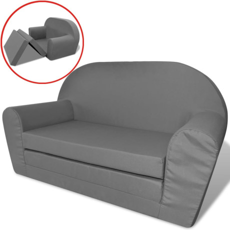 vidaXL Loungestoel voor kinderen uitklabaar grijs afbeelding2 - 1