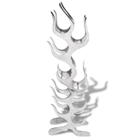 vidaXL Wijnrek vlammenvorm 9 flessen zilver aluminium afbeelding2 - 1