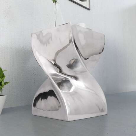vidaXL Kruk/bijzettafel in gedraaide vorm zilver aluminium afbeelding2 - 1
