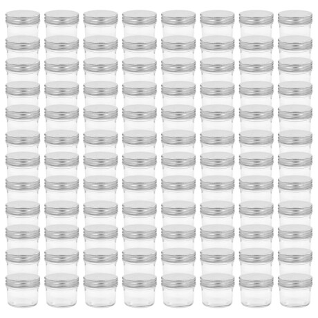 vidaXL Jampotten met zilverkleurige deksels 96 st 110 ml glas afbeelding2 - 1