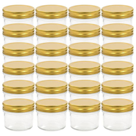 vidaXL Jampotten met goudkleurige deksels 24 st 110 ml glas afbeelding2 - 1