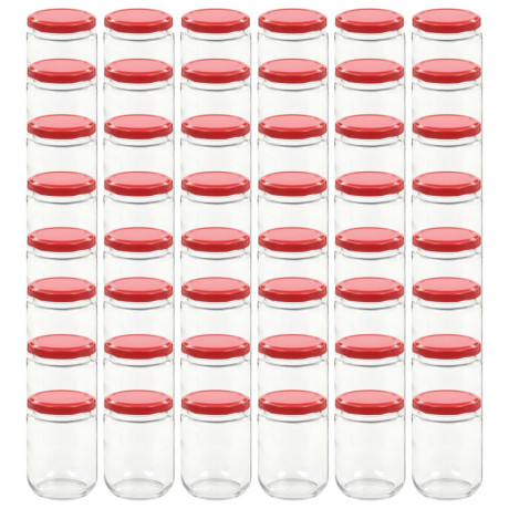 vidaXL Jampotten met rode deksels 48 st 230 ml glas afbeelding2 - 1