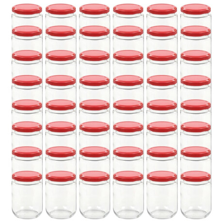 vidaXL Jampotten met rode deksels 48 st 230 ml glas afbeelding2 - 1