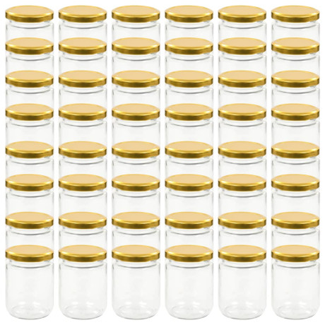 vidaXL Jampotten met goudkleurige deksels 48 st 230 ml glas afbeelding2 - 1