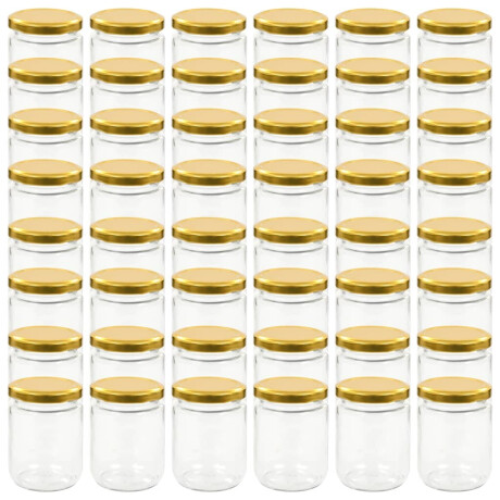 vidaXL Jampotten met goudkleurige deksels 48 st 230 ml glas afbeelding2 - 1