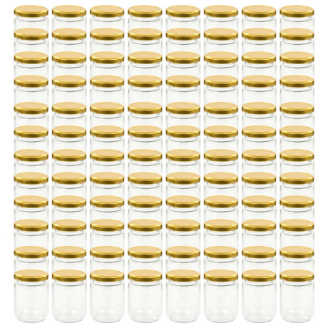 vidaXL Jampotten met goudkleurige deksels 96 st 230 ml glas afbeelding2 - 1