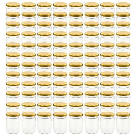 vidaXL Jampotten met goudkleurige deksels 96 st 230 ml glas afbeelding2 - 1