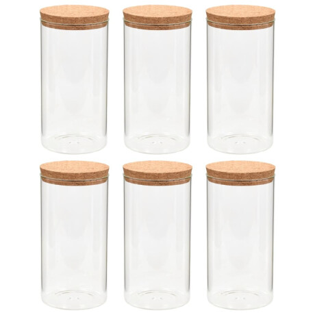 vidaXL Opbergpotten met kurken deksel 6 st 1100 ml glas afbeelding2 - 1