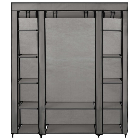 vidaXL Kledingkast met vakken en stangen 150x45x176 cm stof grijs afbeelding2 - 1