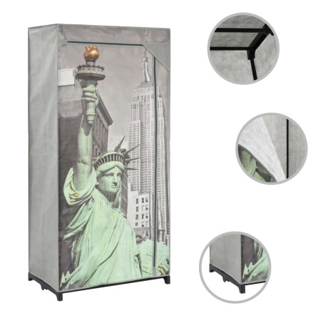 vidaXL Kledingkast New York 75x45x160 cm stof afbeelding2 - 1