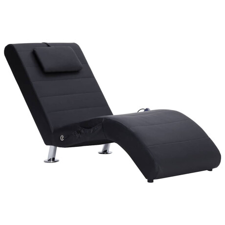vidaXL Massage chaise longue met kussen kunstleer zwart afbeelding2 - 1