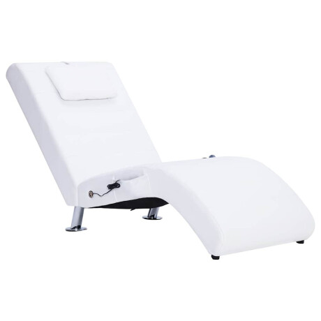 vidaXL Massage chaise longue met kussen kunstleer wit afbeelding2 - 1