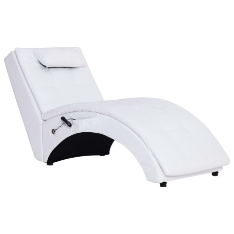 vidaXL Massage chaise longue met kussen kunstleer wit afbeelding2 - 1