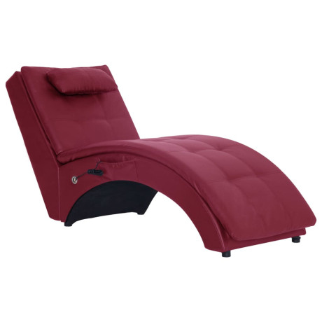 vidaXL Massage chaise longue met kussen kunstleer wijnrood afbeelding2 - 1