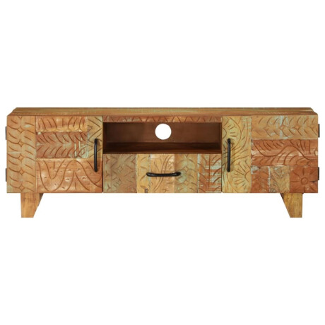 vidaXL Tv-meubel handgesneden 120x30x40 cm massief gerecycled hout afbeelding2 - 1