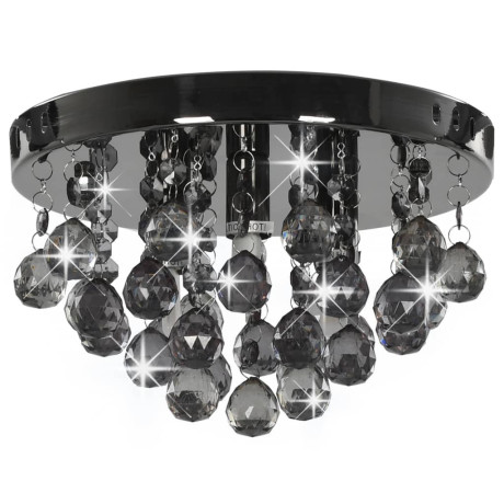 vidaXL Plafondlamp met smoky kralen rond G9 zwart afbeelding2 - 1