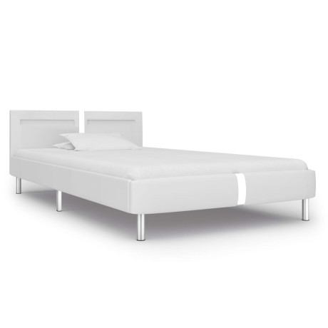 vidaXL Bedframe met LED kunstleer wit 90x200 cm afbeelding2 - 1