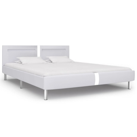 vidaXL Bedframe met LED kunstleer wit 180x200 cm afbeelding2 - 1