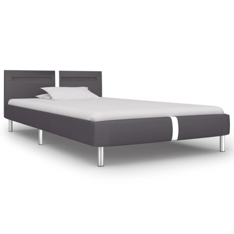 vidaXL Bedframe met LED kunstleer grijs 90x200 cm afbeelding2 - 1