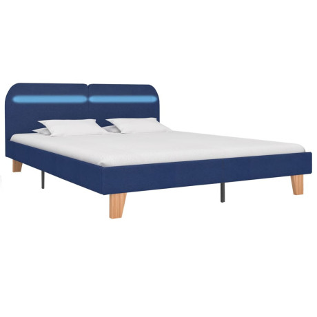 vidaXL Bedframe met LED stof blauw 160x200 cm afbeelding2 - 1