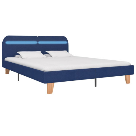 vidaXL Bedframe met LED stof blauw 180x200 cm afbeelding2 - 1