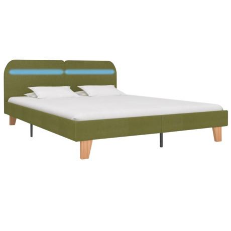 vidaXL Bedframe met LED stof groen 160x200 cm afbeelding2 - 1